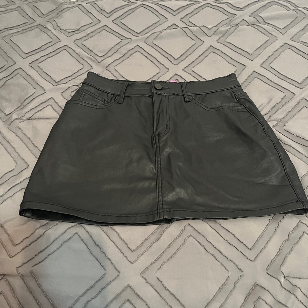 Edikted Black Faux Leather Mini Skirt